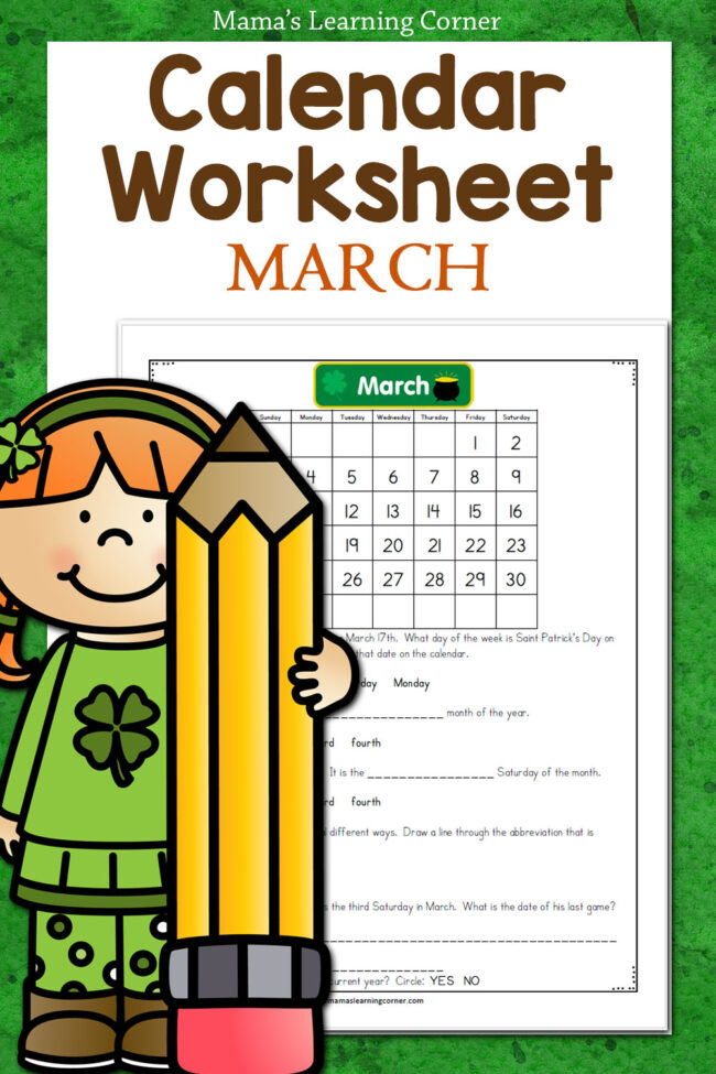 March Calendar Worksheet - Mamas Learning Corner March Calendar Worksheet