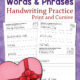 Valentine's Day Vocabulary Words and Phrases Handwriting Practice Worksheets