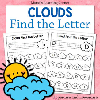 Cloud Alphabet worksheets for preschool and early kindergarten