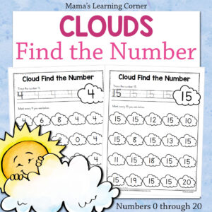 Clouds Find the Number Worksheets 0 to 20