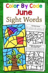 June Color By Sight Words Worksheets