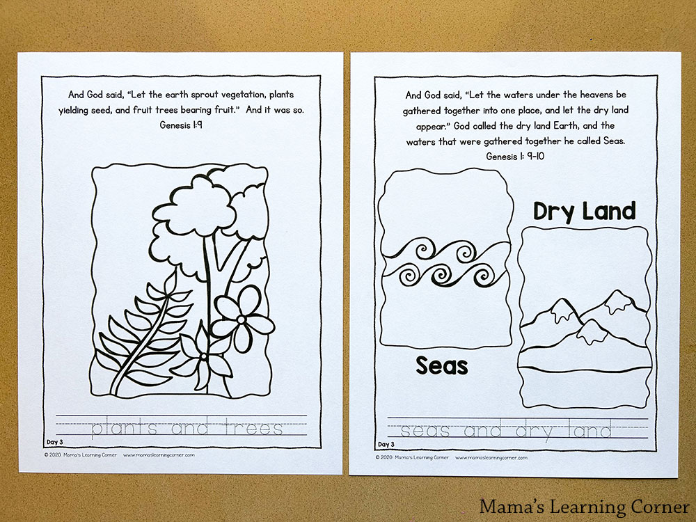 Days of Creation Bible Coloring Pages - Mamas Learning Corner Days of Creation Bible Coloring Pages Day 3