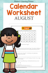 August Calendar Worksheet