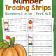 Pumpkin Number Tracing Strips Numbers 0 to 50