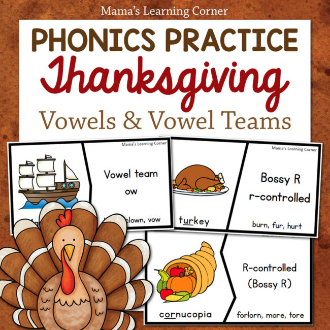 Thanksgiving Vowel Activities Puzzle Cards and Worksheets - Mamas Learning Corner Thanksgiving Vowel Activities Puzzle Cards and Worksheets