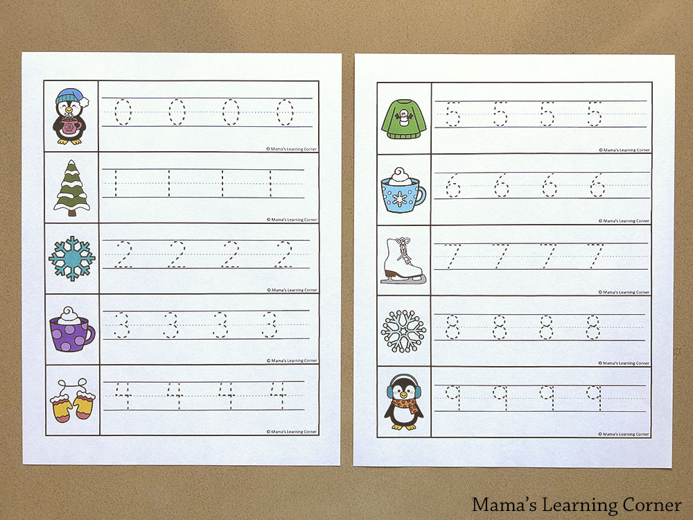 Winter Number Tracing Strips Numbers 0 to 50
