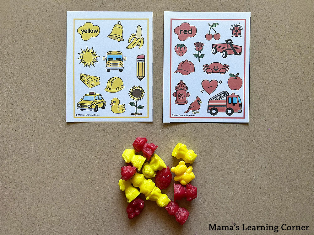 Color Flashcards for Preschool Sort the Animal Counters