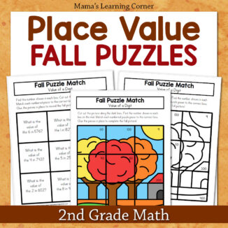 Fall Place Value Puzzles for 2nd Grade with Hundreds, Tens, and Ones