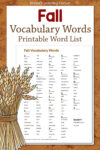 Fall Vocabulary Words List Printable