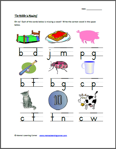 Printables Missing Vowel Worksheets short vowel worksheets davezan kindergarten davezan